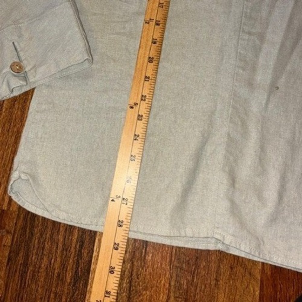 Kidoriman Light Grey Linen Blend V-Neck Pullover Long Sleeve Top Mens Large - Picture 2 of 4